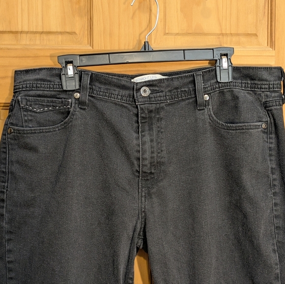 Levis Jeans 505 Straight Leg Womens Size 16 Black Stretch Denim (Fits 36x28) - Picture 2 of 8